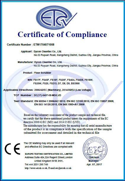 Chine Dycon Cleantec Co.,Ltd Certifications
